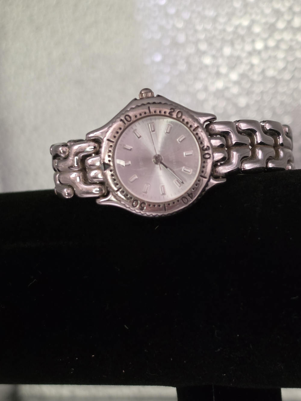 Women's Silver-Tone Link Bracelet Watch with Subtle Sunburst Dial